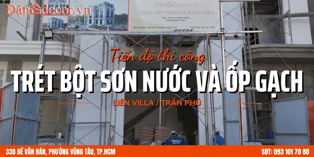 Tiến Độ Liên Villa Trần Phú: Quy Trình Trét Bột Mạ Tường Và Ốp Lát Lót Sàn