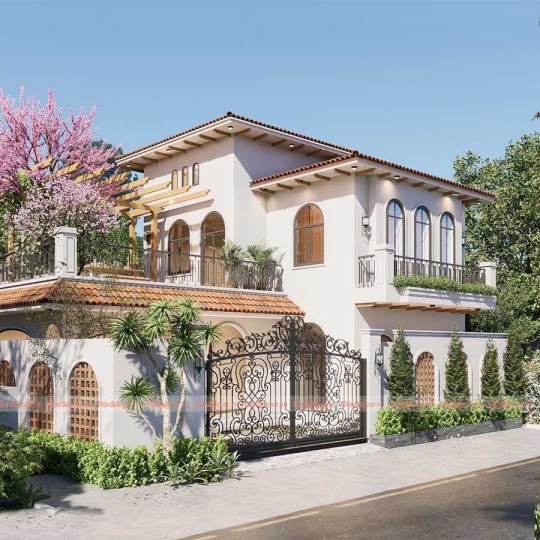 Mẫu Biệt Thự Phong Cách Địa Trung Hải 2 Tầng Đẹp