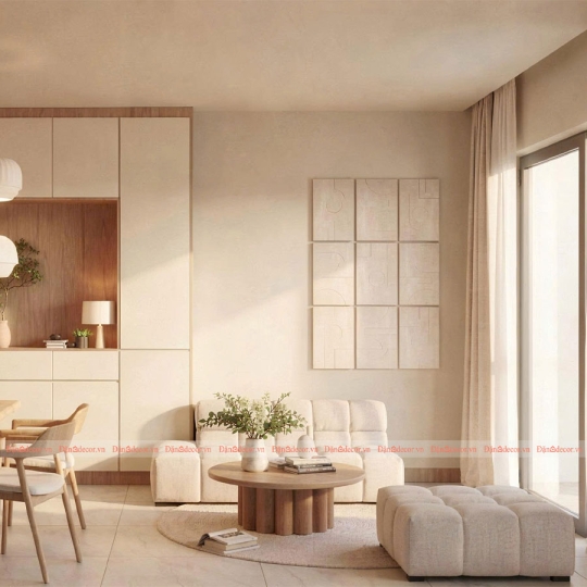 Mẫu Phòng Khách Phong Cách Wabi Sabi Đẹp Hiện Đại