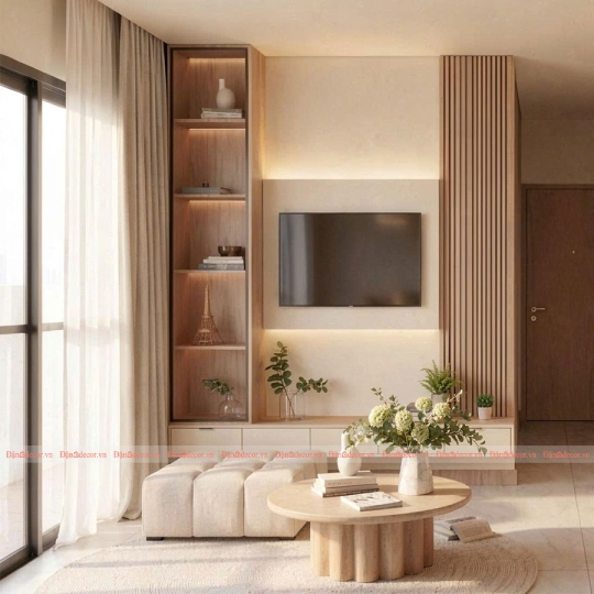 Mẫu Phòng Khách Phong Cách Wabi Sabi Đẹp Hiện Đại