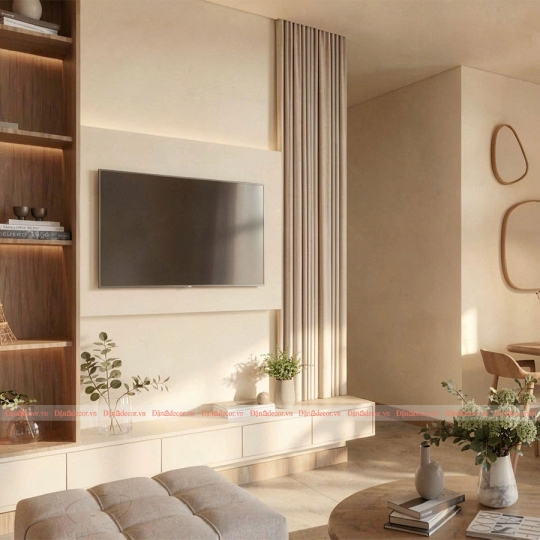 Mẫu Phòng Khách Phong Cách Wabi Sabi Đẹp Hiện Đại