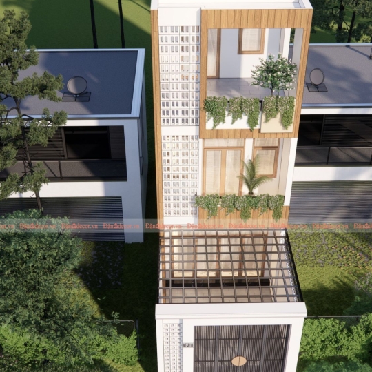 Mẫu Nhà Phố 3  Tầng , Phong cách Nhiệt Đới Hiện Đại