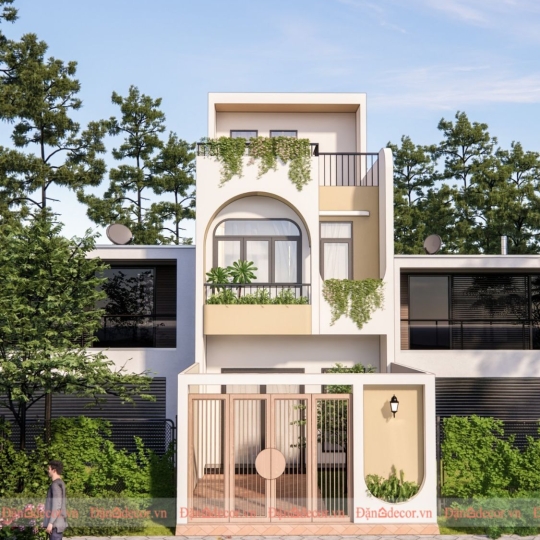 Mẫu Nhà Phố 3 Tầng, Phong Cách Thiết Kế Địa Trung Hải
