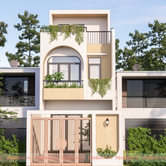 Mẫu Nhà Phố 3 Tầng, Phong Cách Thiết Kế Địa Trung Hải