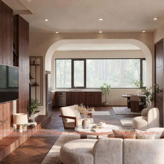 Phòng Khách Phong Cách Địa Trung Hải Hiện Đại Kết Hợp Bắc Âu