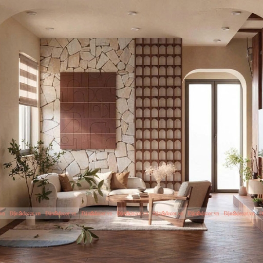 Phòng Khách Phong Cách Địa Trung Hải Hiện Đại Kết Hợp Bắc Âu