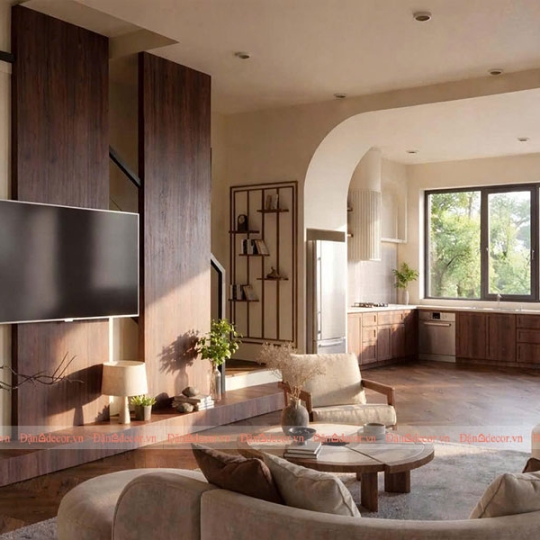 Phòng Khách Phong Cách Địa Trung Hải Hiện Đại Kết Hợp Bắc Âu