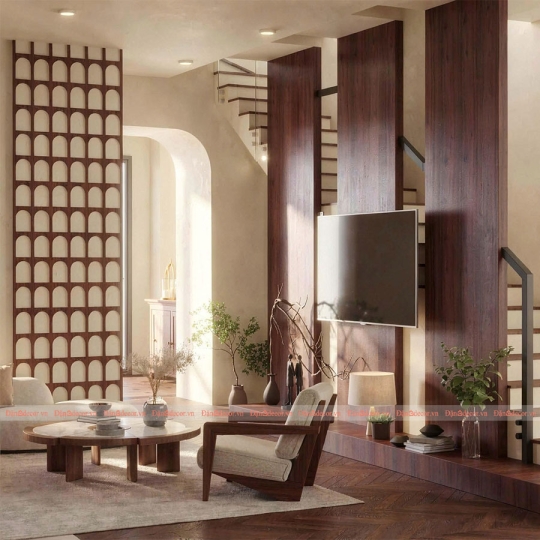 Phòng Khách Phong Cách Địa Trung Hải Hiện Đại Kết Hợp Bắc Âu