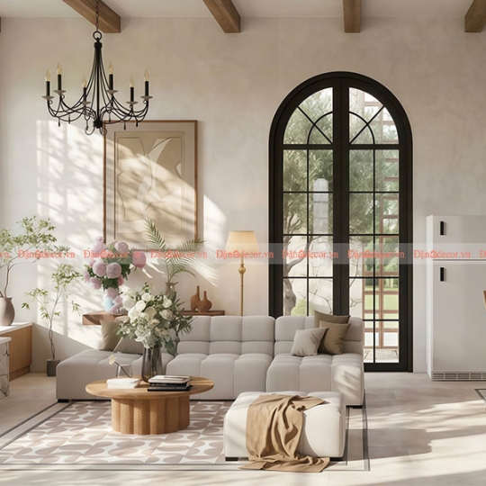 Phòng Khách Phong Cách Mộc Mạc Tuscan Đẹp Sang Trọng