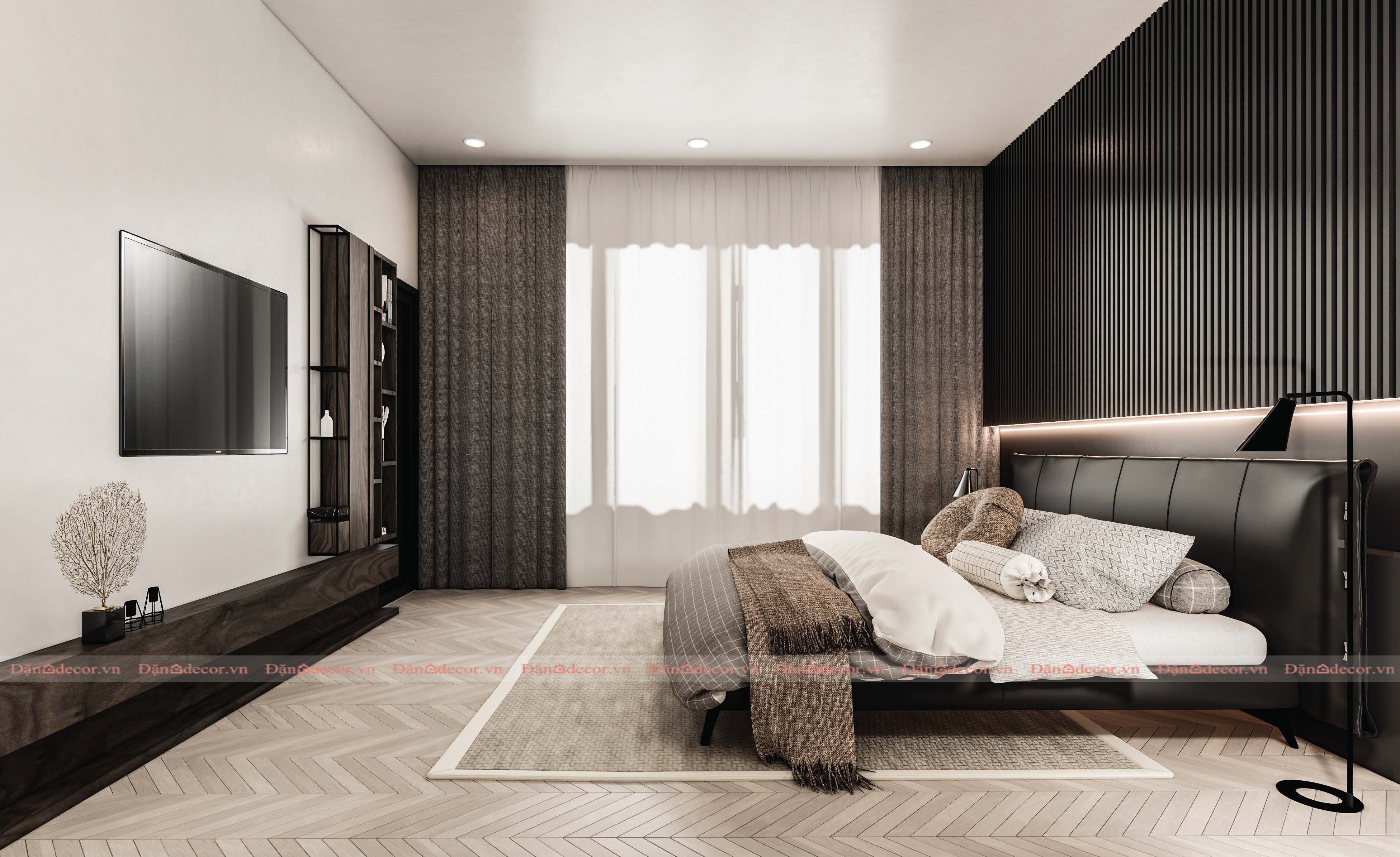Mẫu giường ngủ hiện đại đẹp gỗ công nghiệp màu sắc trang nhã GN259