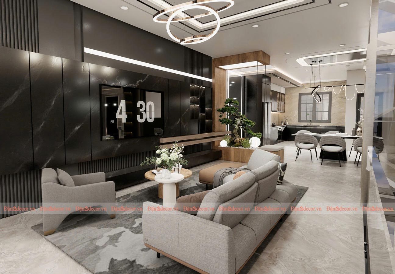 Mẫu phòng khách hiện đại sang trọng thiết kế bởi Đặng Decor tại Vũng Tàu.